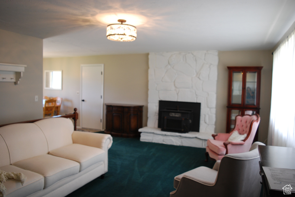 Living area featuring carpet floors