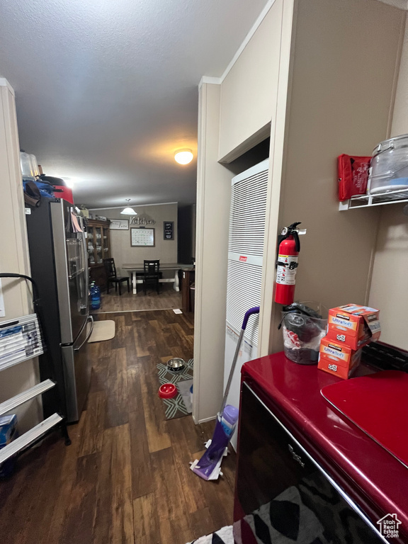 Interior space with dark wood-type flooring