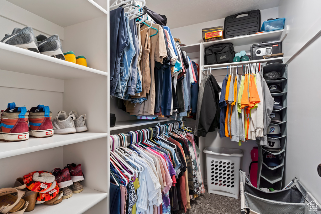 Spacious closet featuring carpet floors