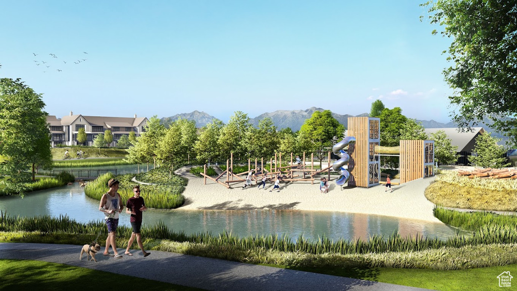 View of property\\\'s community featuring a water and mountain view