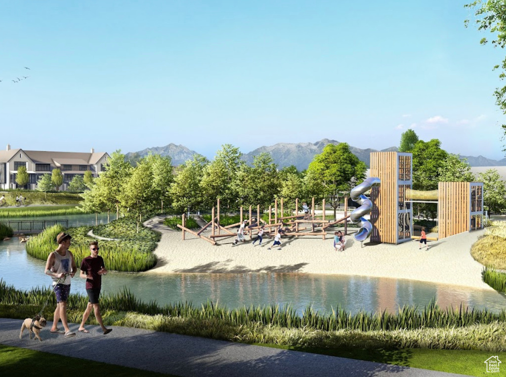 View of home\\\'s community with a water and mountain view