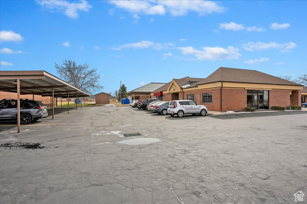 View of partially covered parking lot