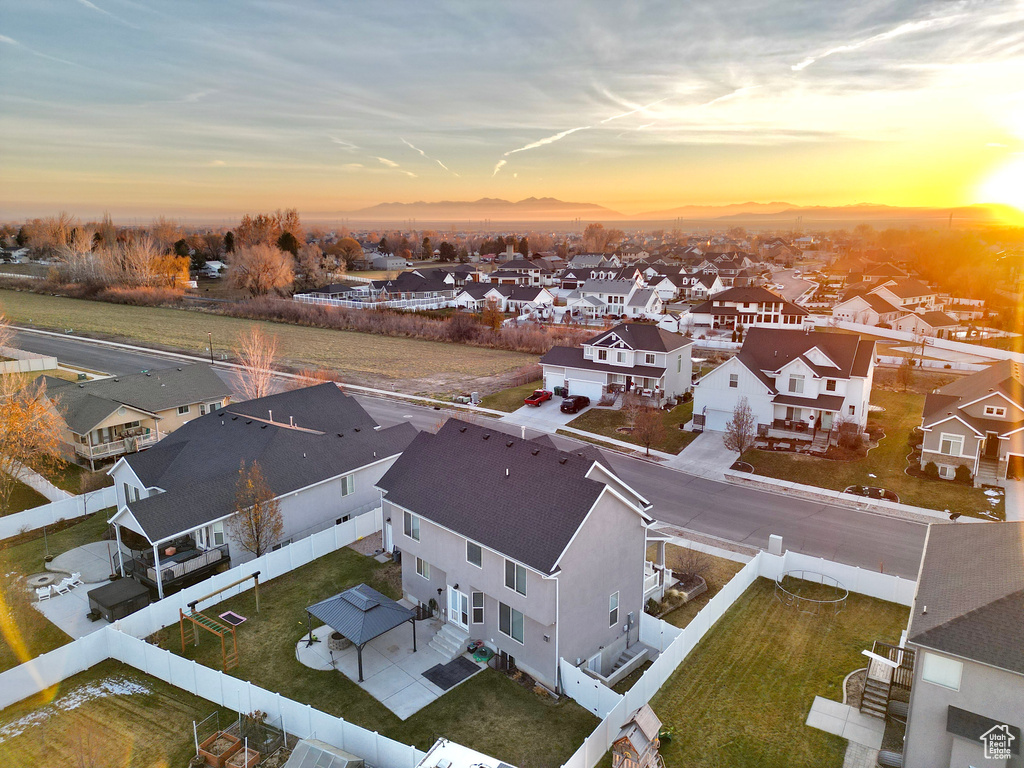 View of aerial view at dusk