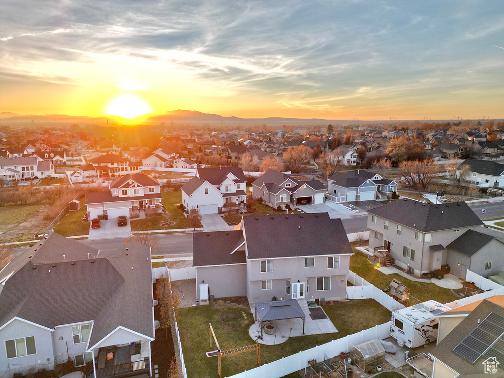 View of aerial view at dusk