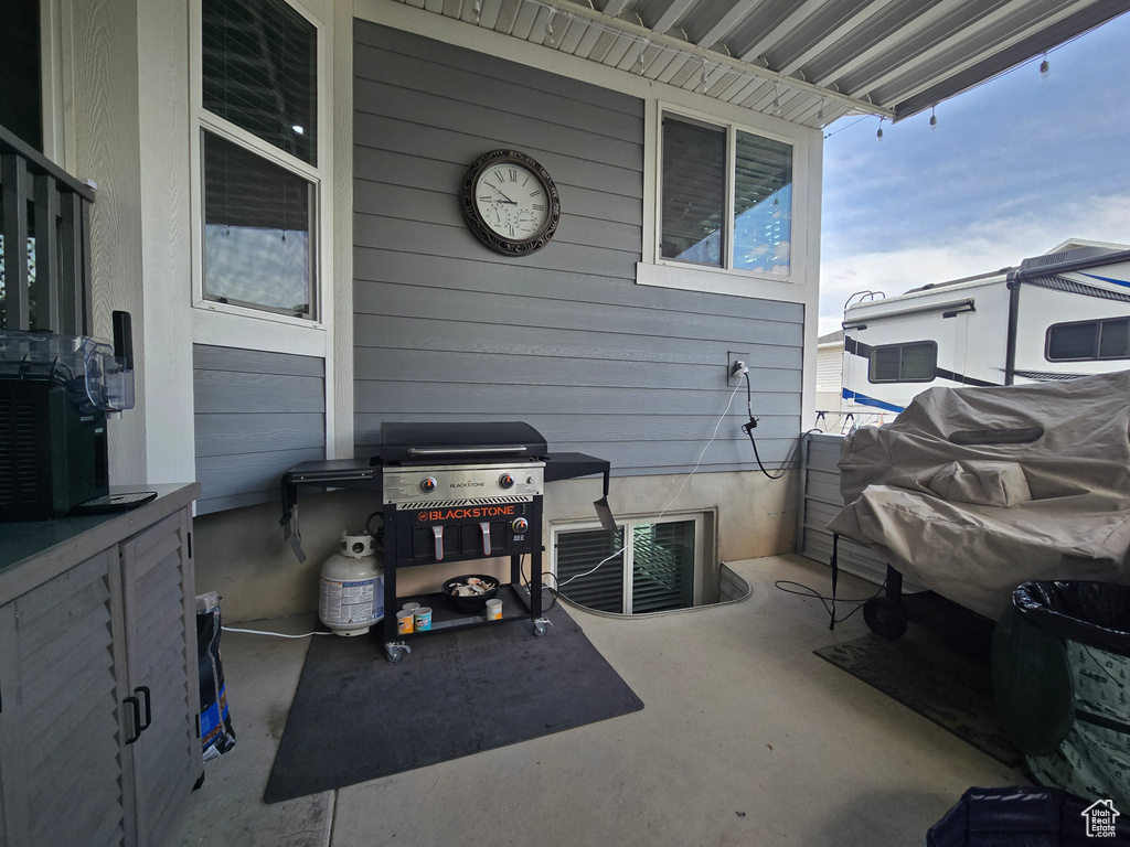 View of patio / terrace featuring a grill
