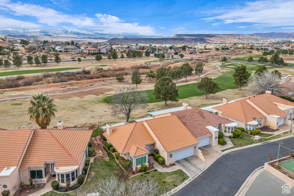 Bird's eye view with a mountain view