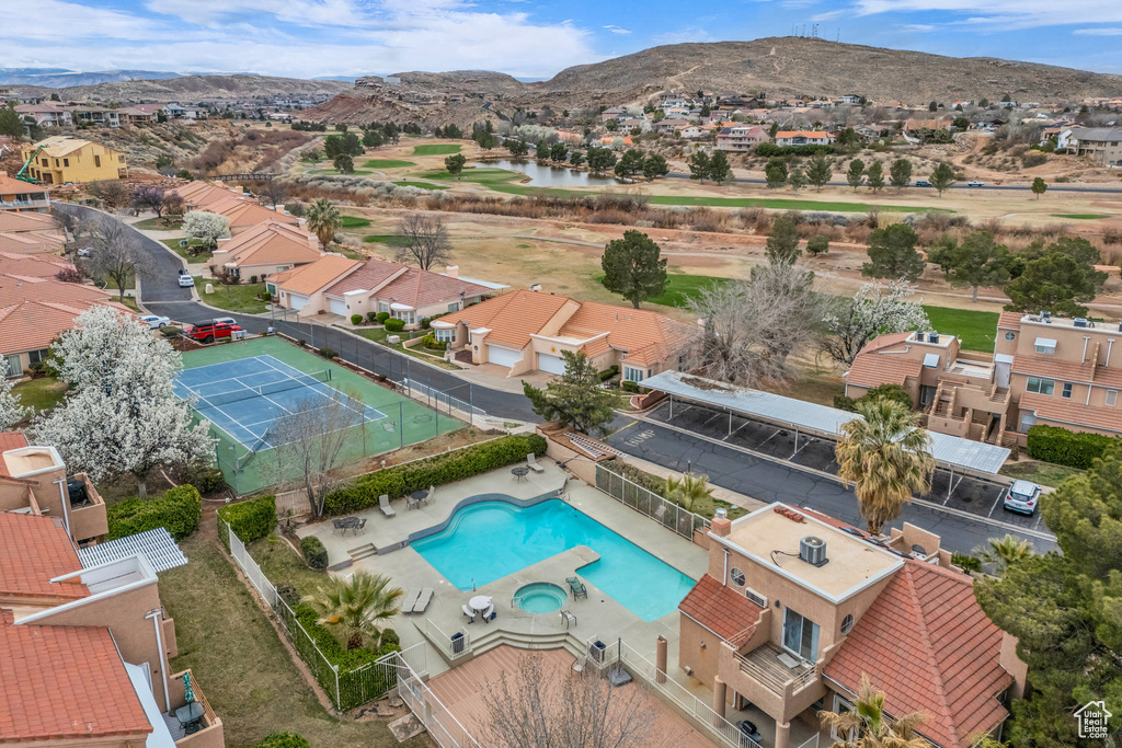 Bird's eye view with a residential view and a mountain view