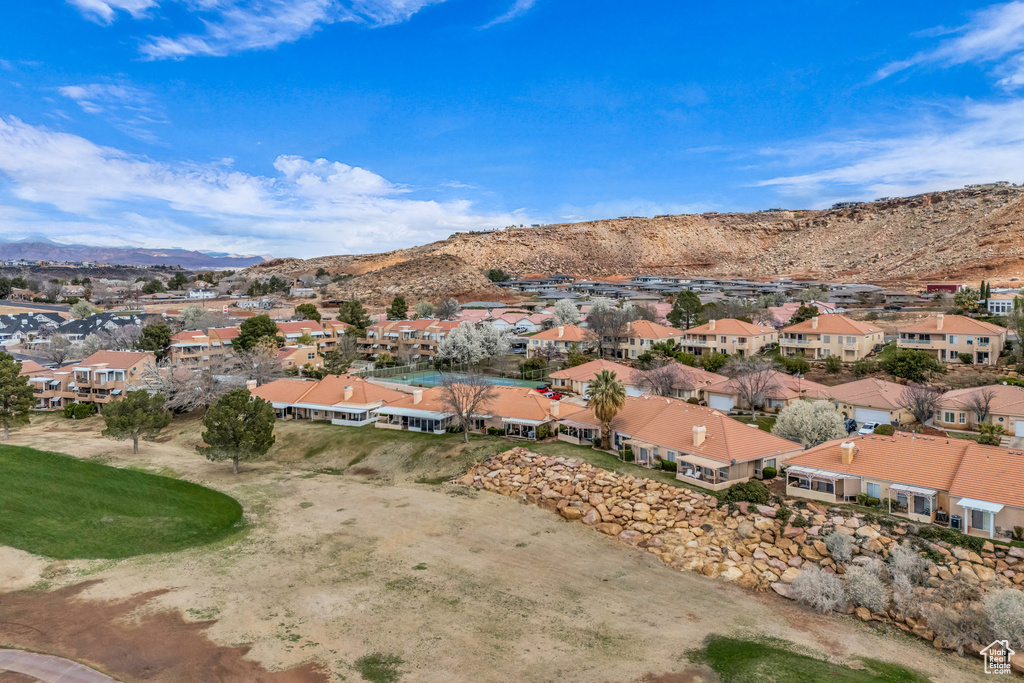 Property view of mountains featuring a residential view