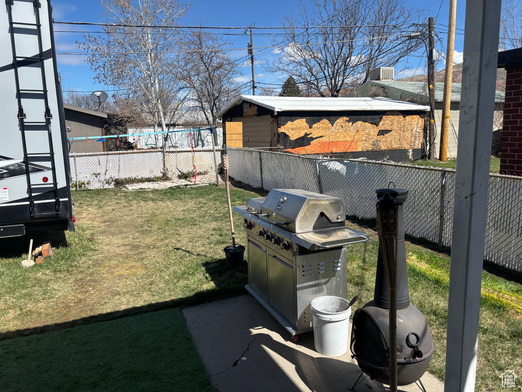 View of yard featuring a fenced backyard