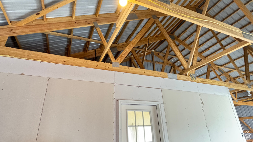 Interior space with high vaulted ceiling