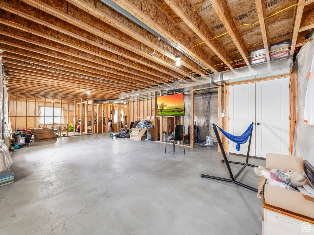 View of unfinished basement