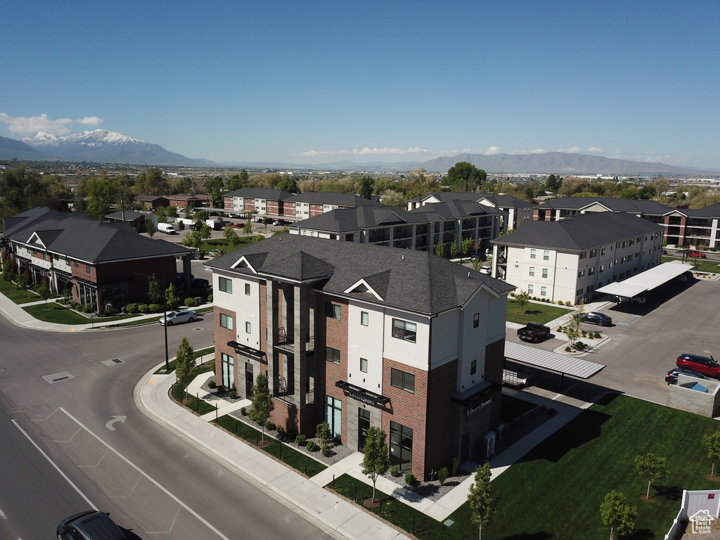 Bird's eye view with a mountain view and a residential view