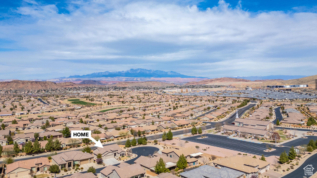 Bird\'s eye view with a mountain view and a residential view