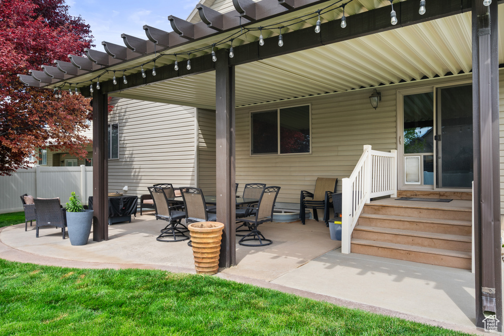 View of patio / terrace featuring a pergola