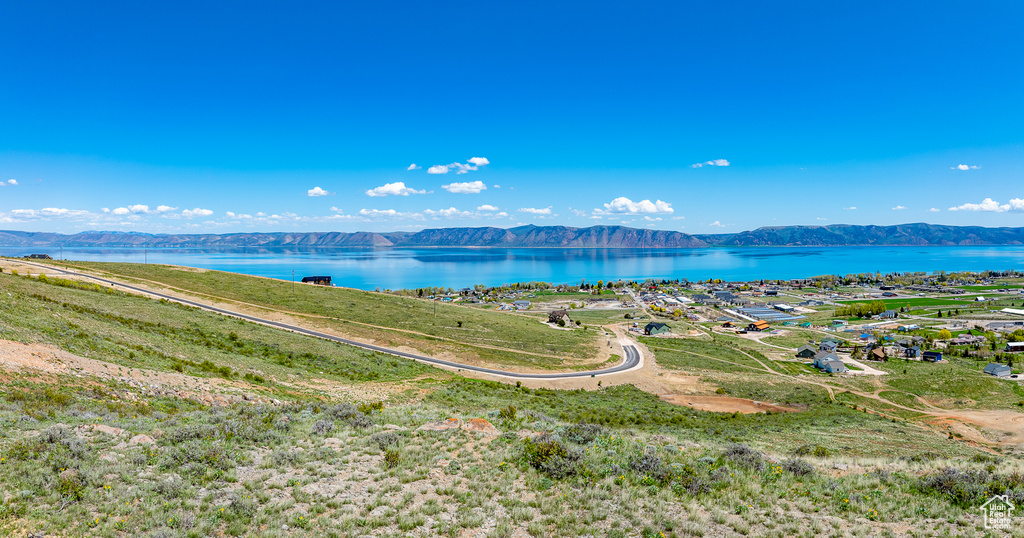 Water view with a mountainous background