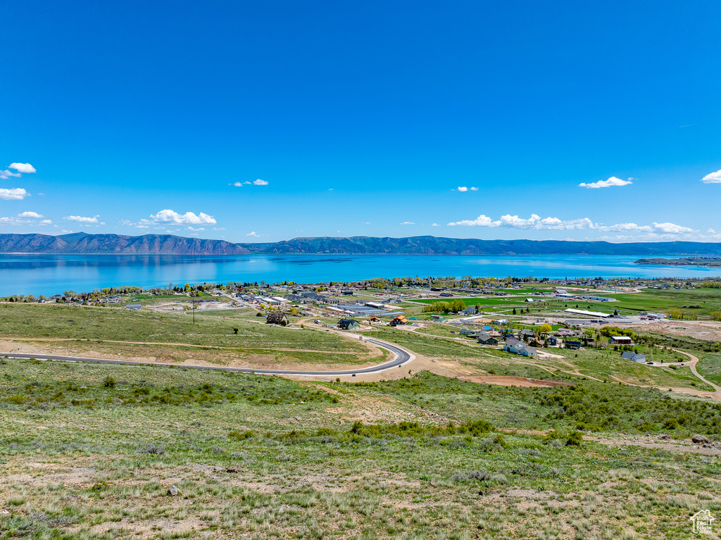 Drone / aerial view of a water and mountain view
