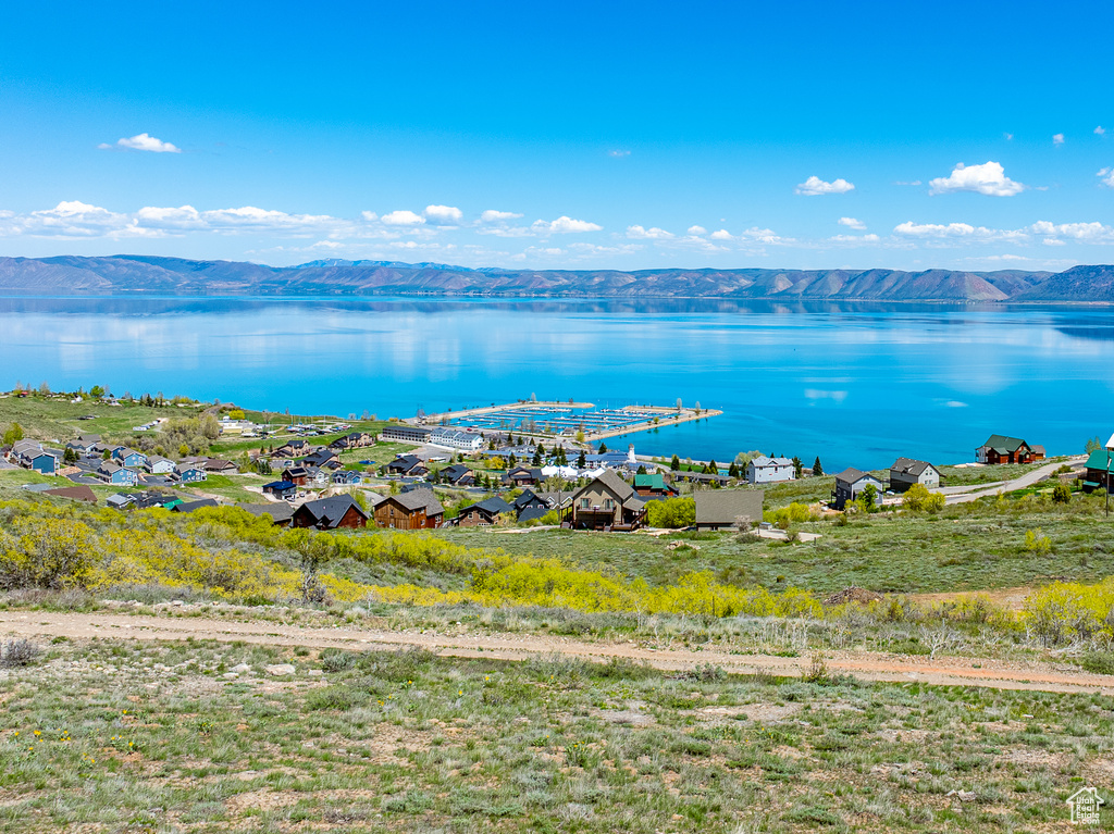 Water view with a mountainous background