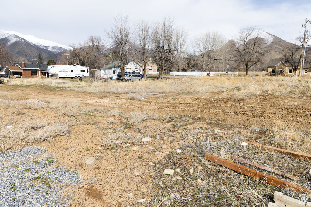 View of yard with a mountain view