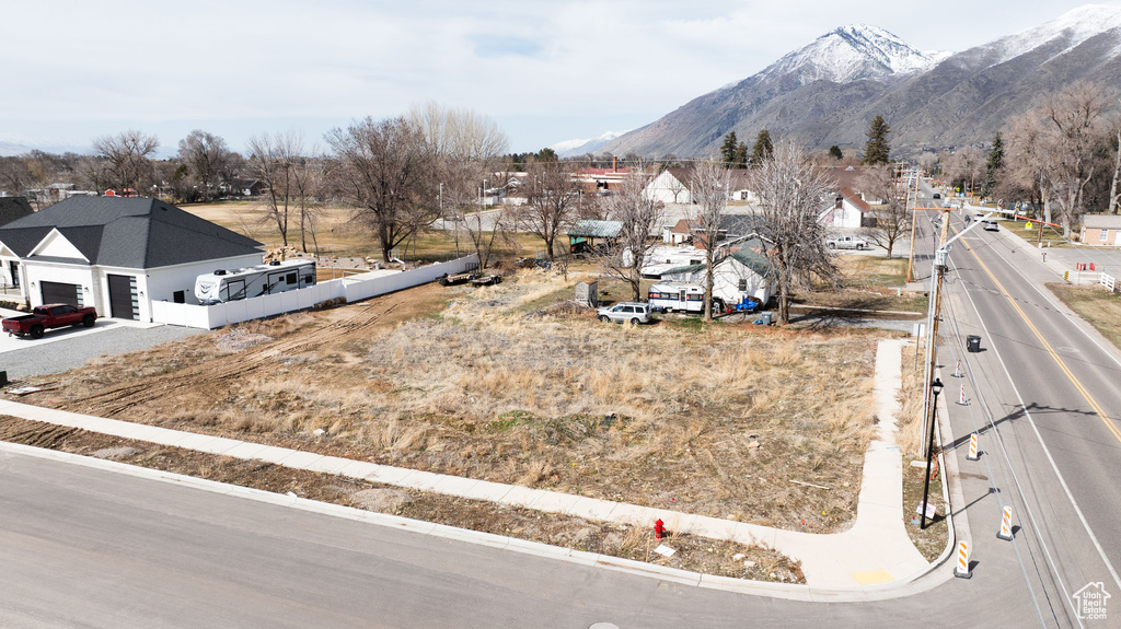 View of mountain background with nearby suburban area