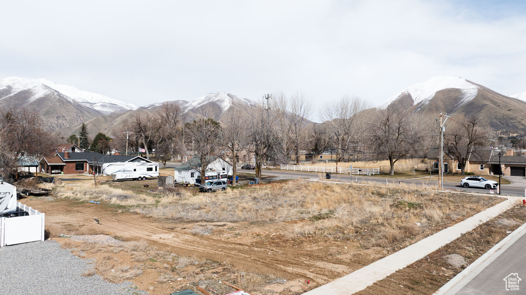 View of mountain backdrop with nearby suburban area