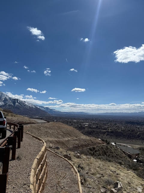 Drone / aerial view with a mountain view