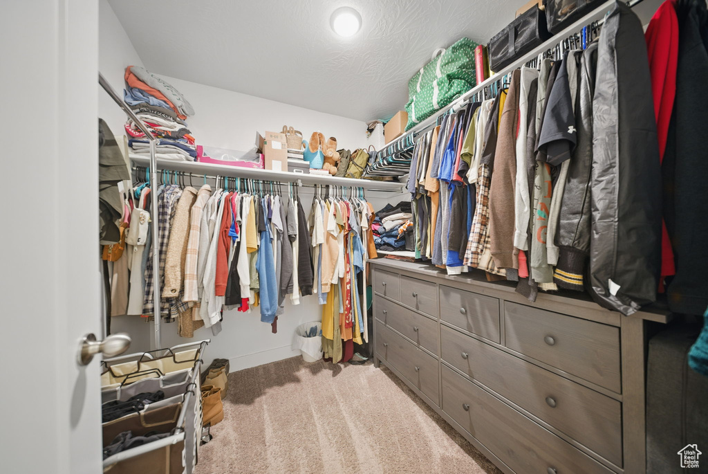 Walk in closet featuring carpet flooring