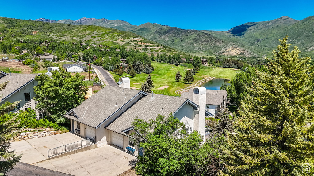 Drone / aerial view of a water and mountain view