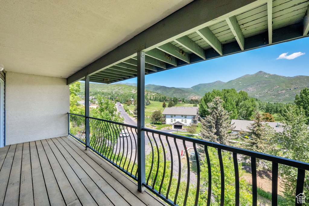 Balcony with a mountain view