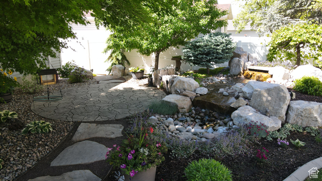 View of yard featuring a patio
