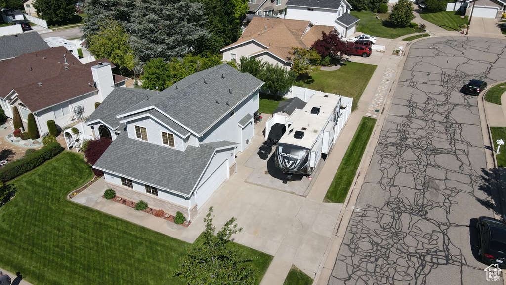 Aerial perspective of suburban area