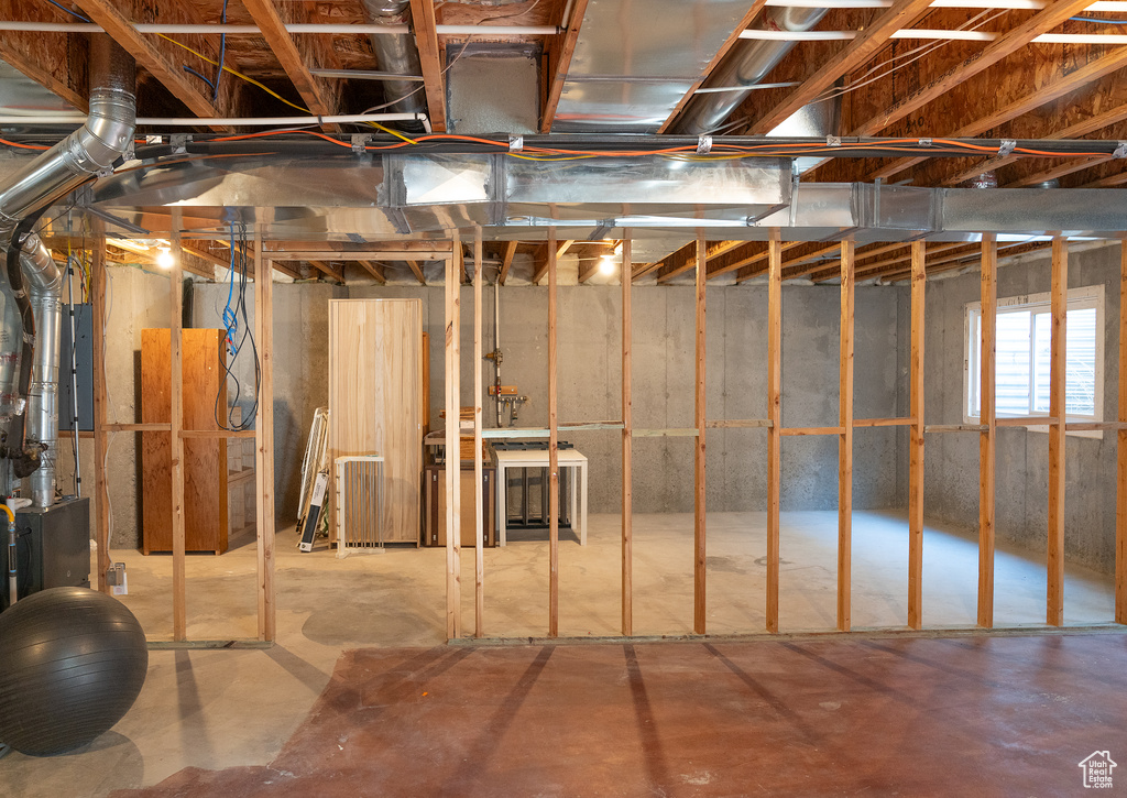 Basement featuring electric panel