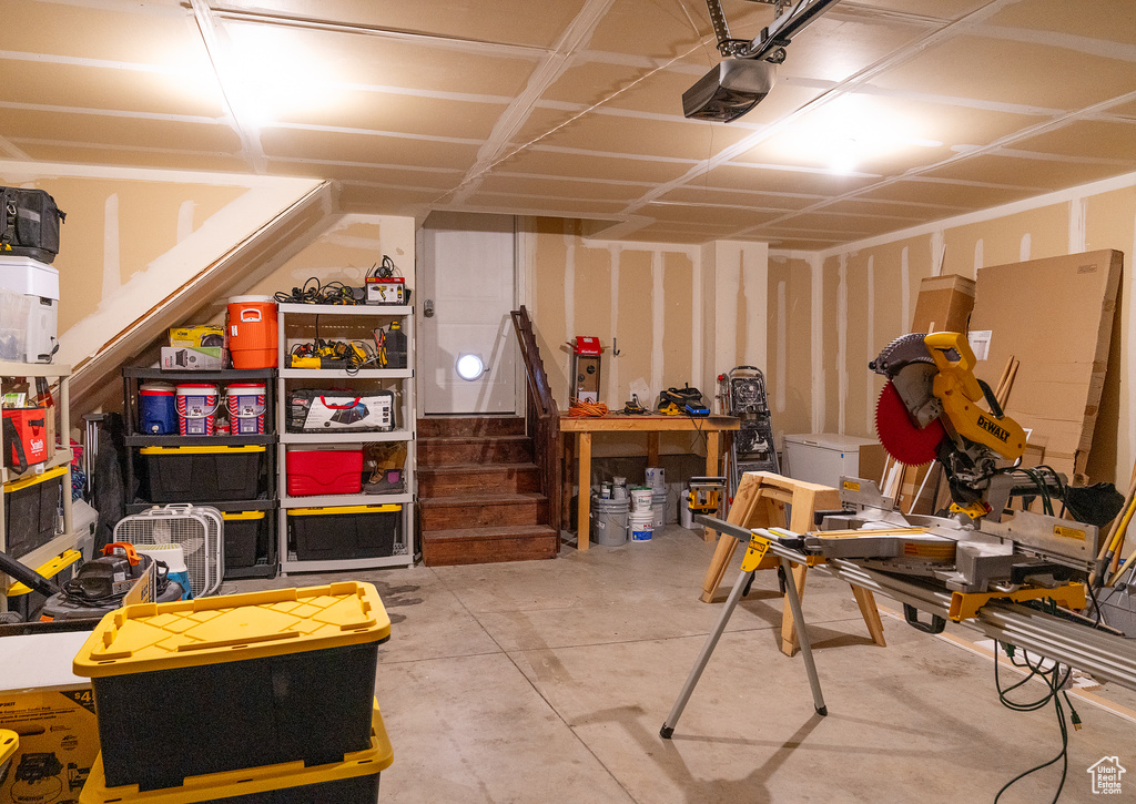 Interior space with a garage door opener