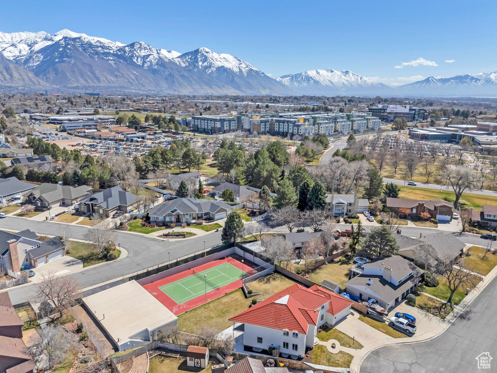 Aerial view with a mountain view and a residential view