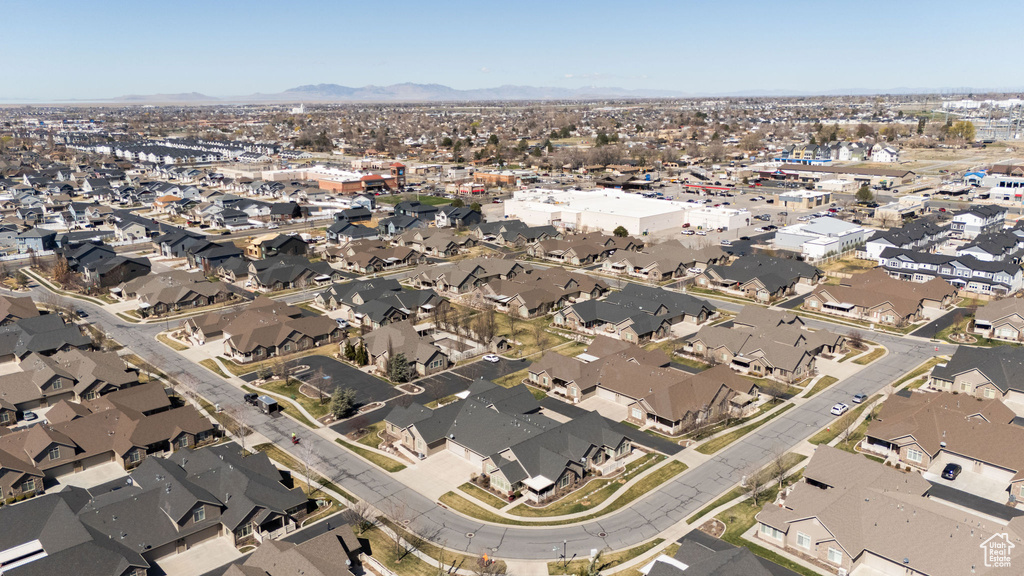 Birds eye view of property with a residential view