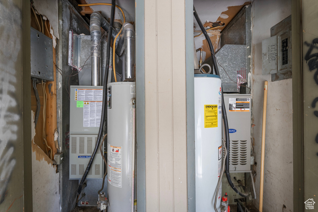 Utility room with water heater