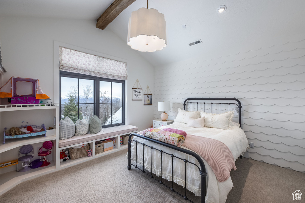 Bedroom with carpet