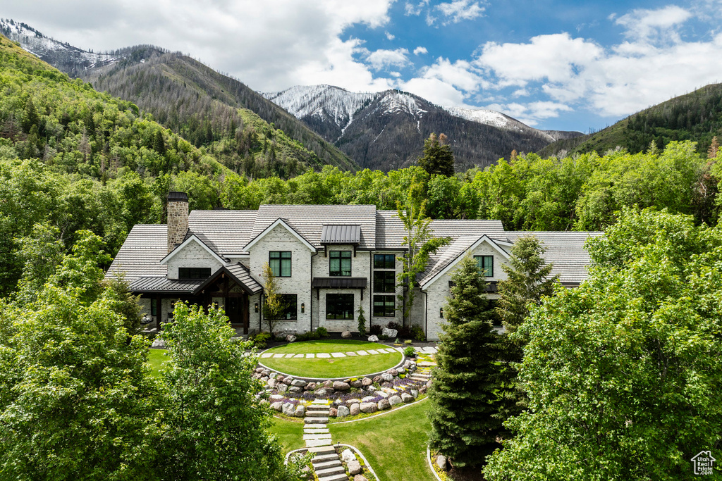 Mountain view featuring a forest