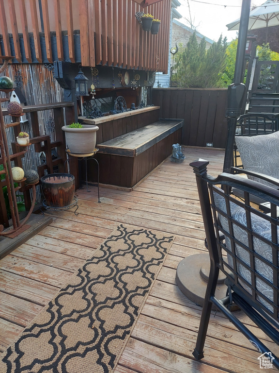 View of wooden deck