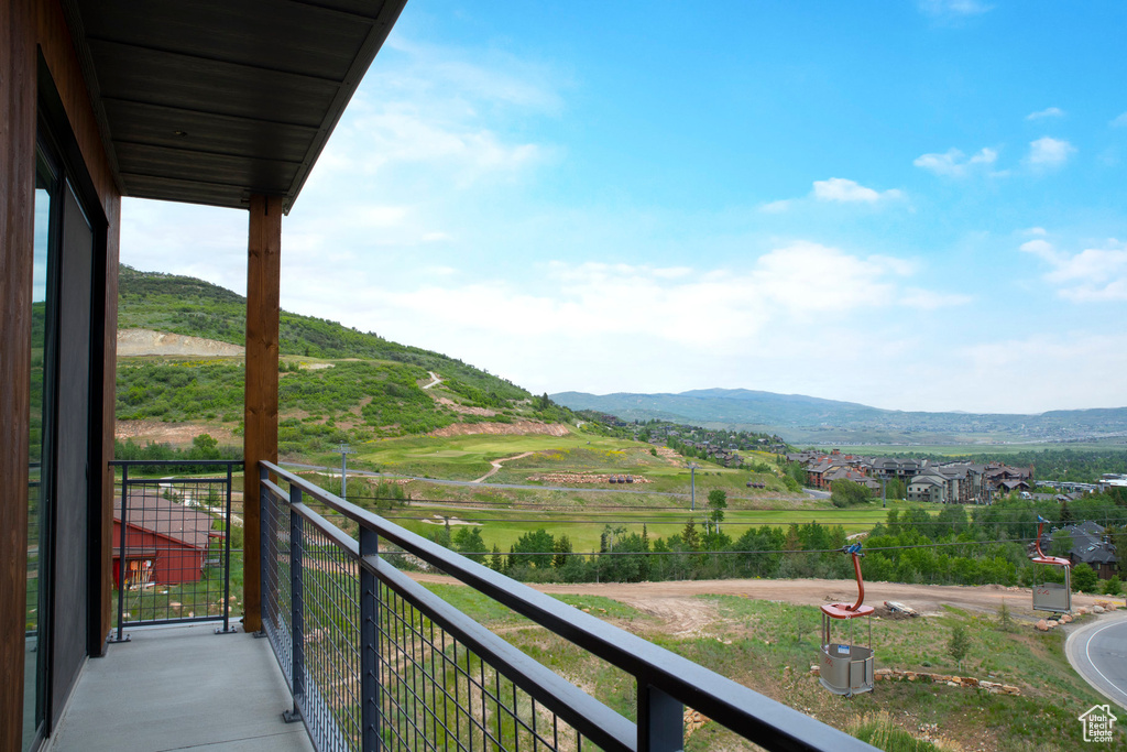 Balcony with a mountain view