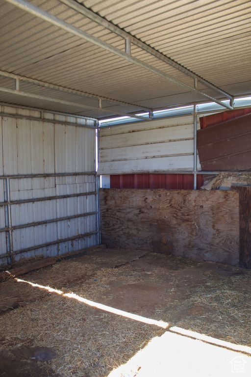 Interior space featuring metal wall