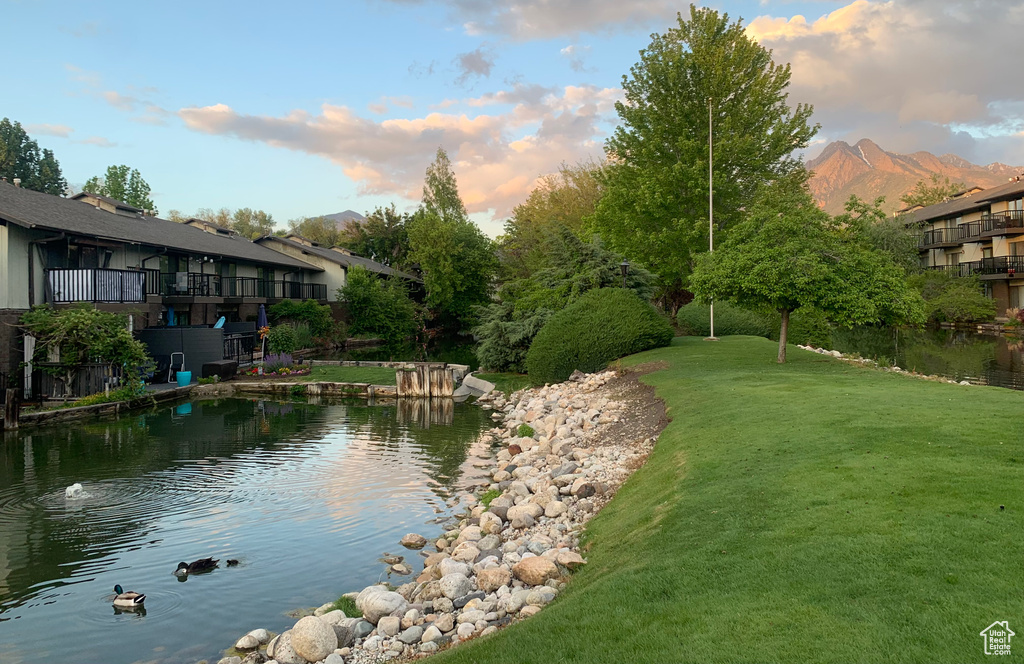 Water view with a mountainous background