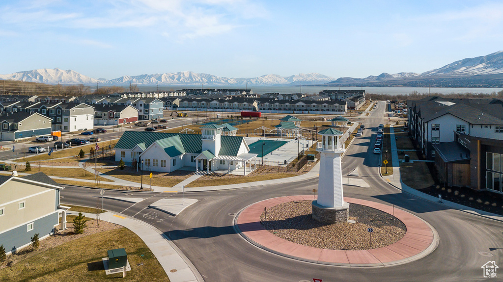 Bird's eye view with a mountain view and a residential view
