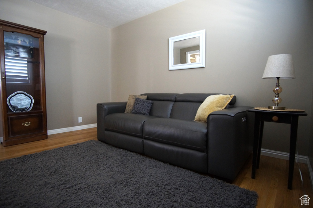Living room with baseboards and wood finished floors