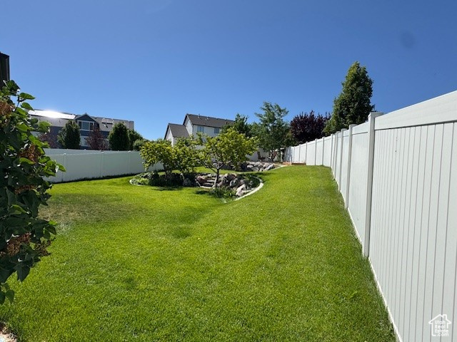 View of fenced backyard