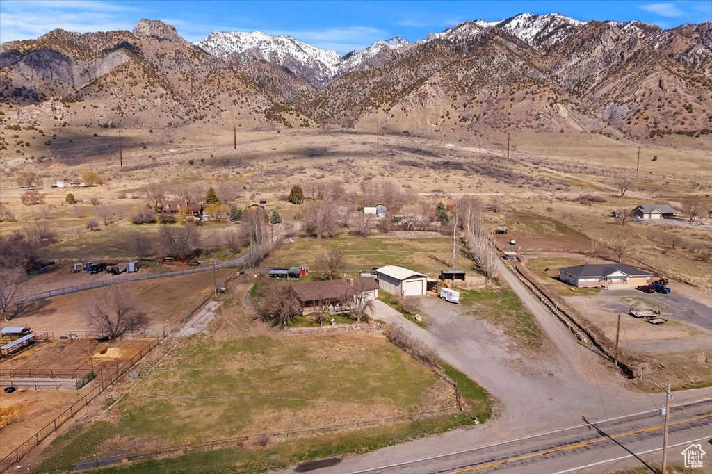 Bird's eye view with a mountain view and a rural view