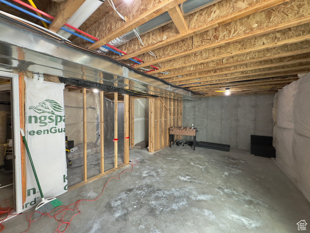 View of unfinished basement
