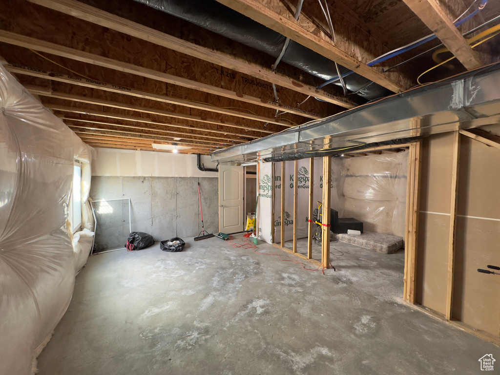 View of unfinished basement