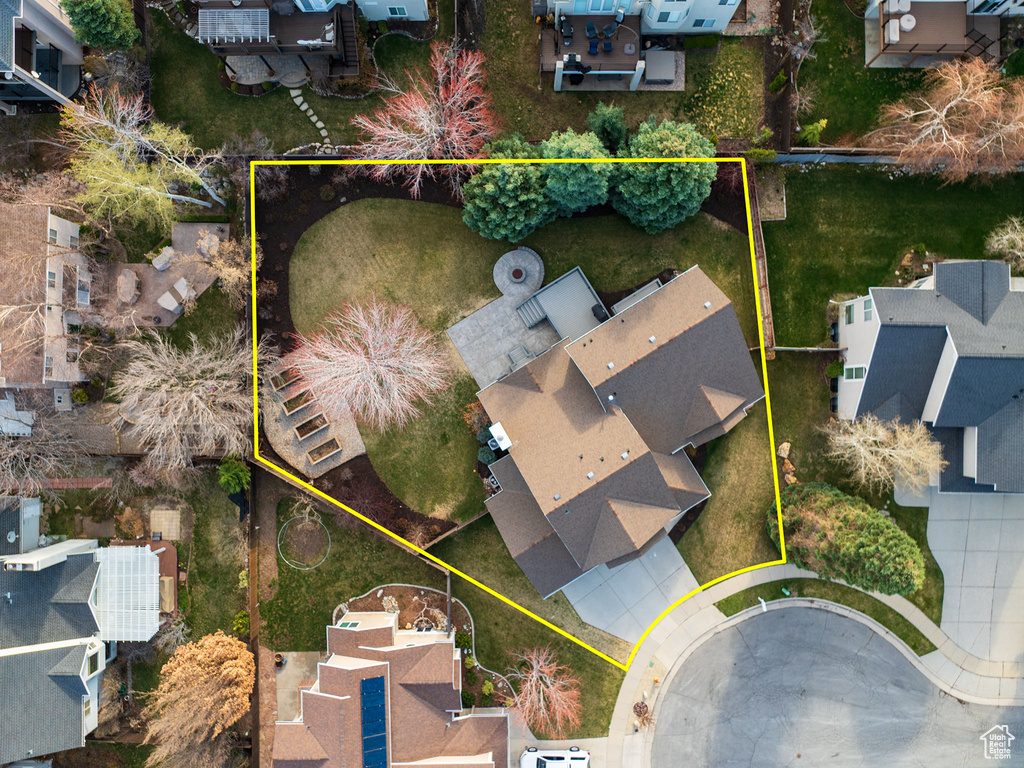Aerial view with a residential view