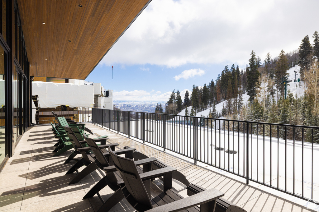 Exterior space with a balcony