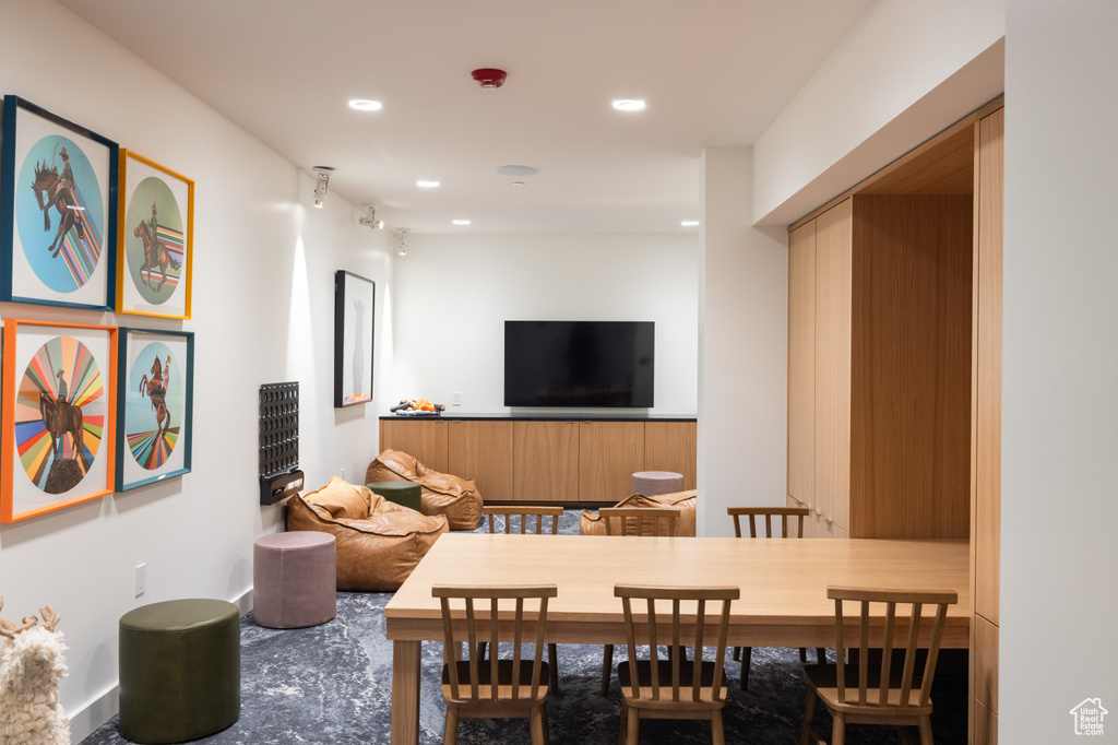 Dining room with recessed lighting
